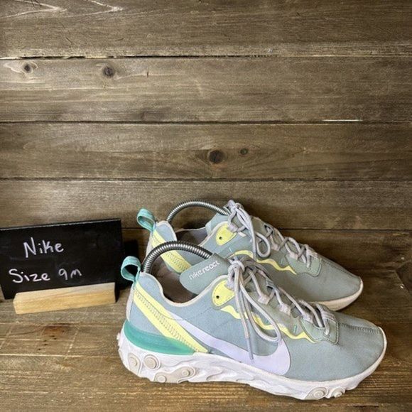 Womens Nike React Element 55‎ Ocean Cube Athletic Shoes Sneakers Size 9 M GUC - Picture 1 of 6